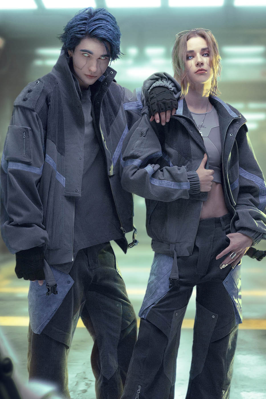 XIPHEVIL Cyberpunk Corduroy Paneled Flared Pants-Pants-XS-Free Shipping Leatheretro