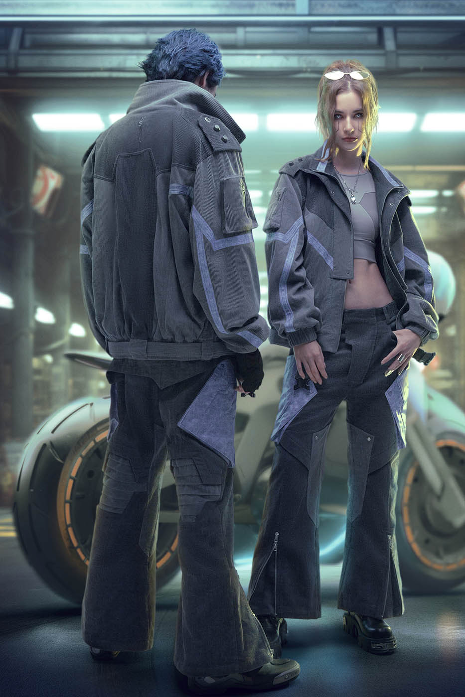 XIPHEVIL Cyberpunk Corduroy Paneled Flared Pants-Pants-XS-Free Shipping Leatheretro