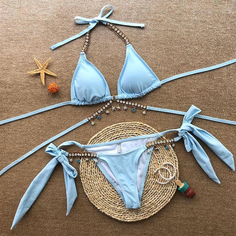 Bangdage Sexy Summer Beach Bikini Swimsuit-Women Swimwear-Sky Blue-S-Free Shipping Leatheretro