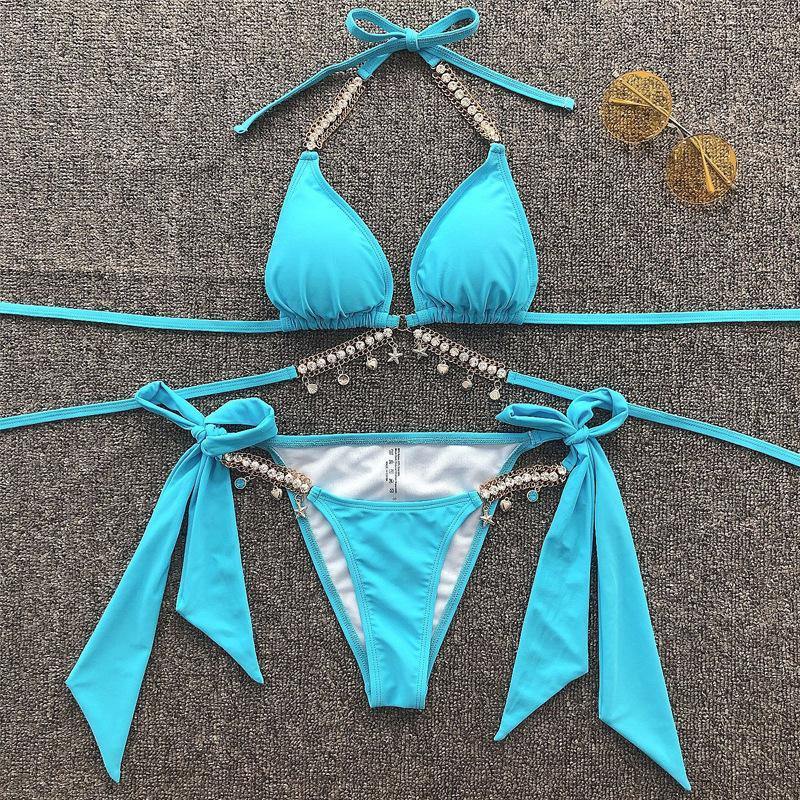 Bangdage Sexy Summer Beach Bikini Swimsuit-Women Swimwear-Light Blue-S-Free Shipping Leatheretro