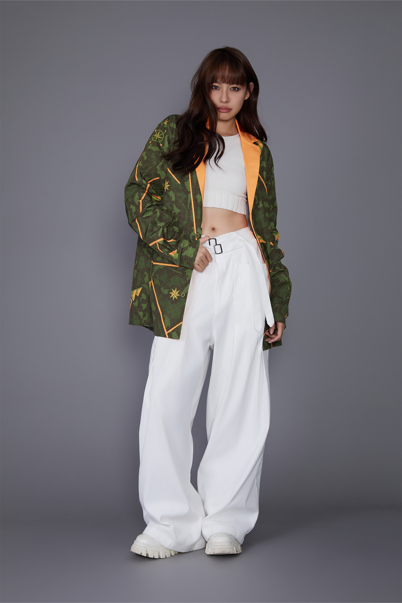 MASH UP ASIA Graphic Contrast Lapel Oversized Blazer-Jacket-M-Free Shipping Leatheretro