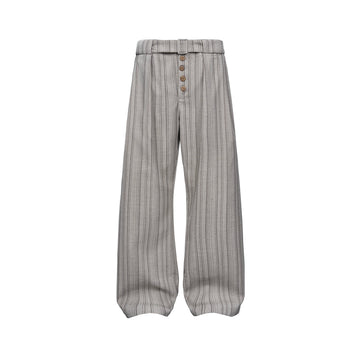 CATSSTAC Button-Closure Striped Double-Pleat Trousers-Pants-M-Khaki-Free Shipping Leatheretro