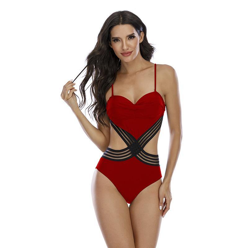 Sexy Summer Beach One Piece Swiming Suits-Women Swimwear-Red-S-Free Shipping Leatheretro