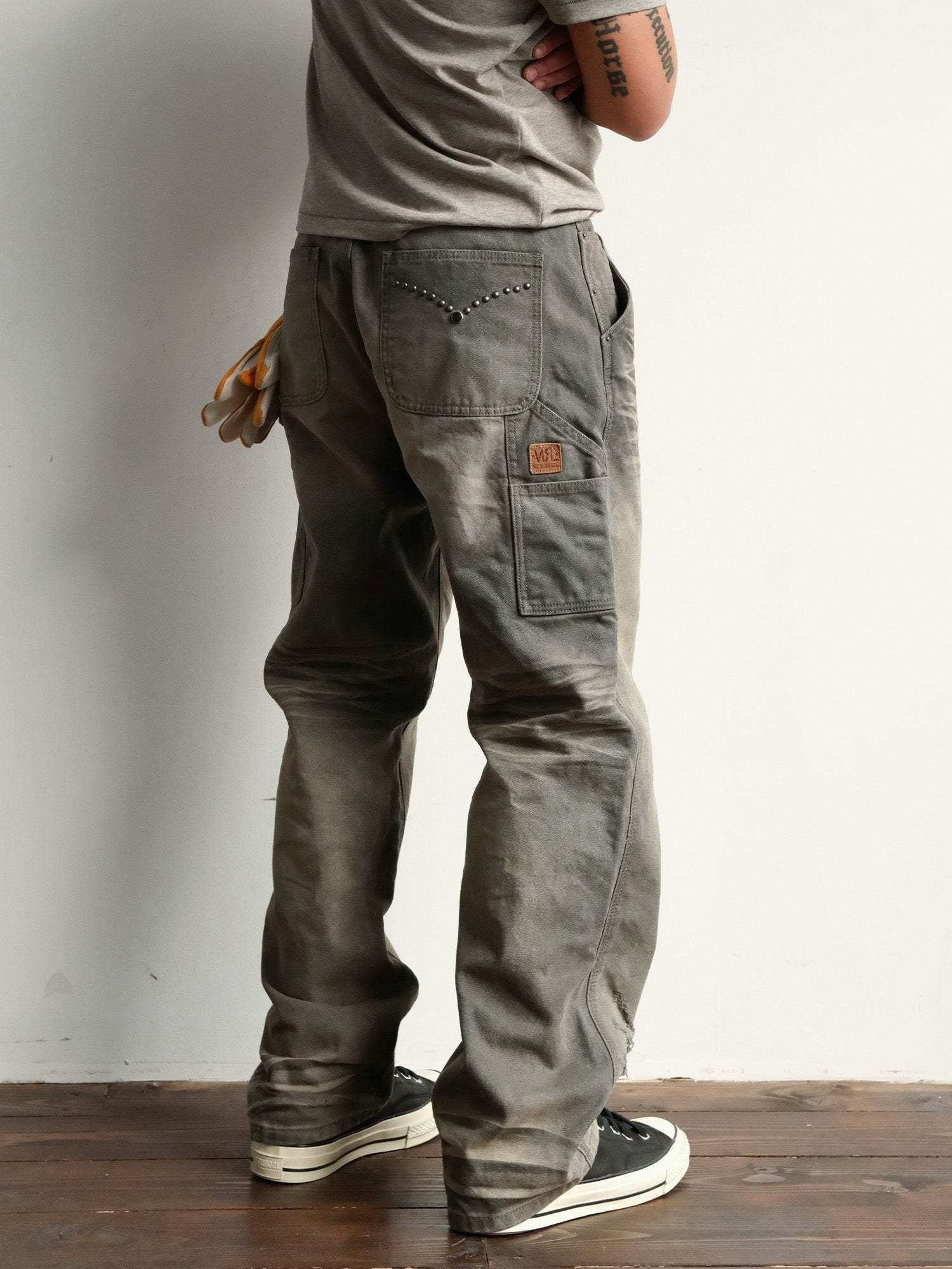 NEIGBORL Retro Distressed Washed Cargo Pants-Pants-Gray-S-Free Shipping Leatheretro