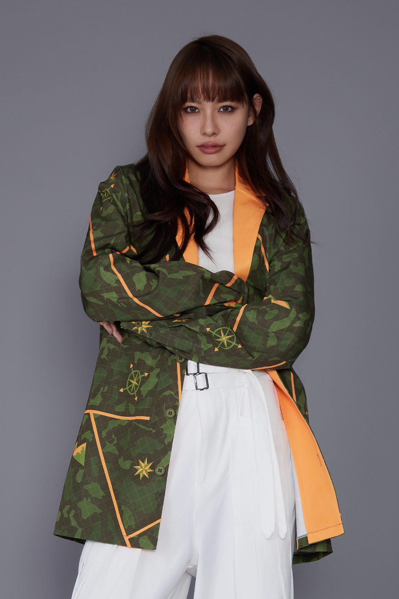 MASH UP ASIA Graphic Contrast Lapel Oversized Blazer-Jacket-M-Free Shipping Leatheretro