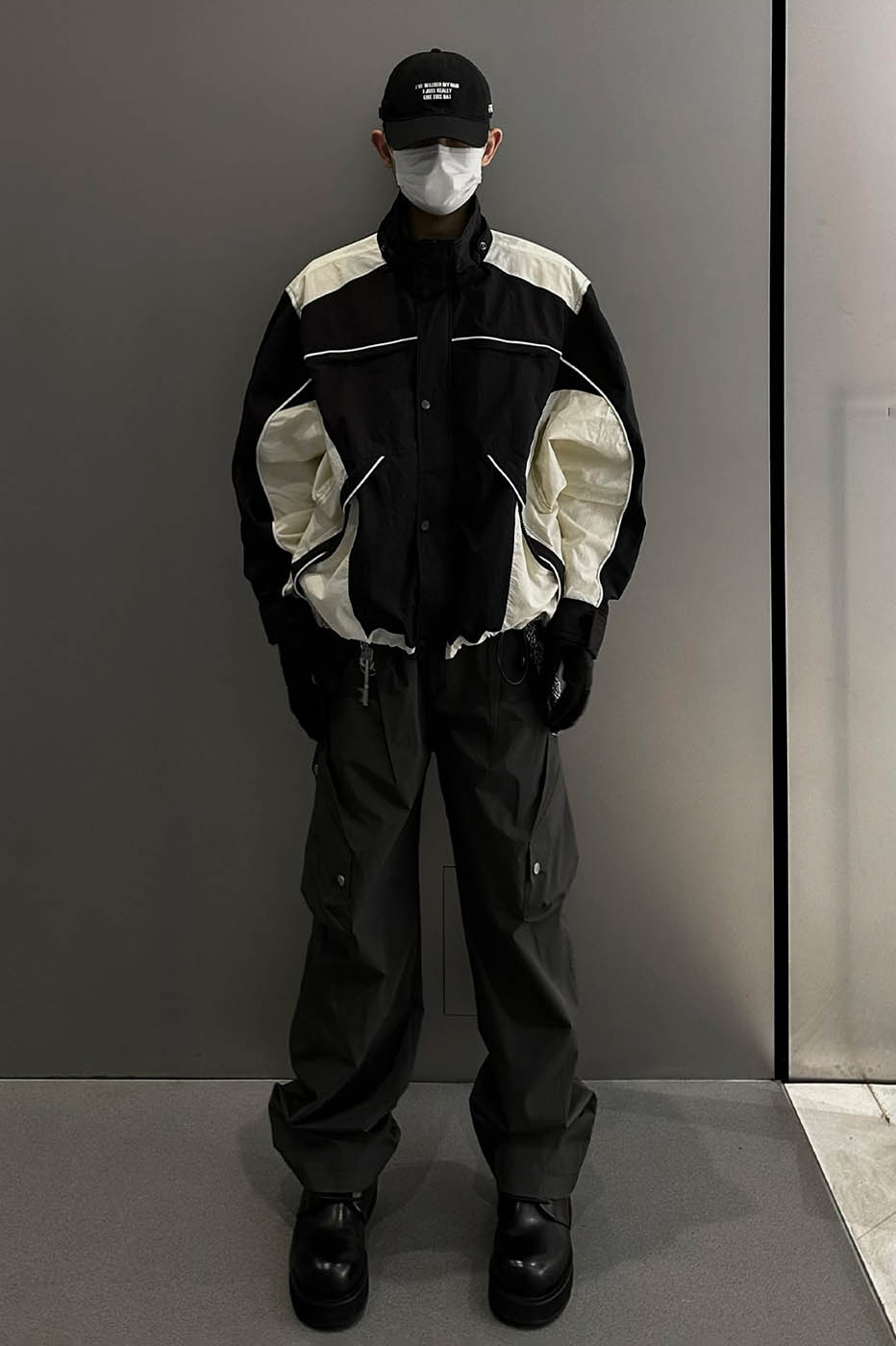 F2CE Deconstructed Detachable-Hood Color-Block Windbreaker-Jacket-S-No Fleece-Free Shipping Leatheretro