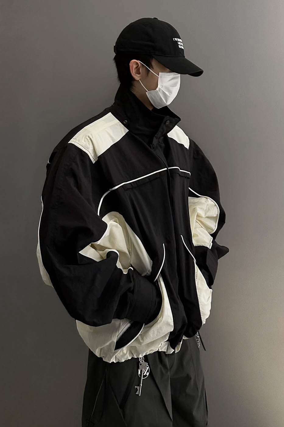 F2CE Deconstructed Detachable-Hood Color-Block Windbreaker-Jacket-S-No Fleece-Free Shipping Leatheretro