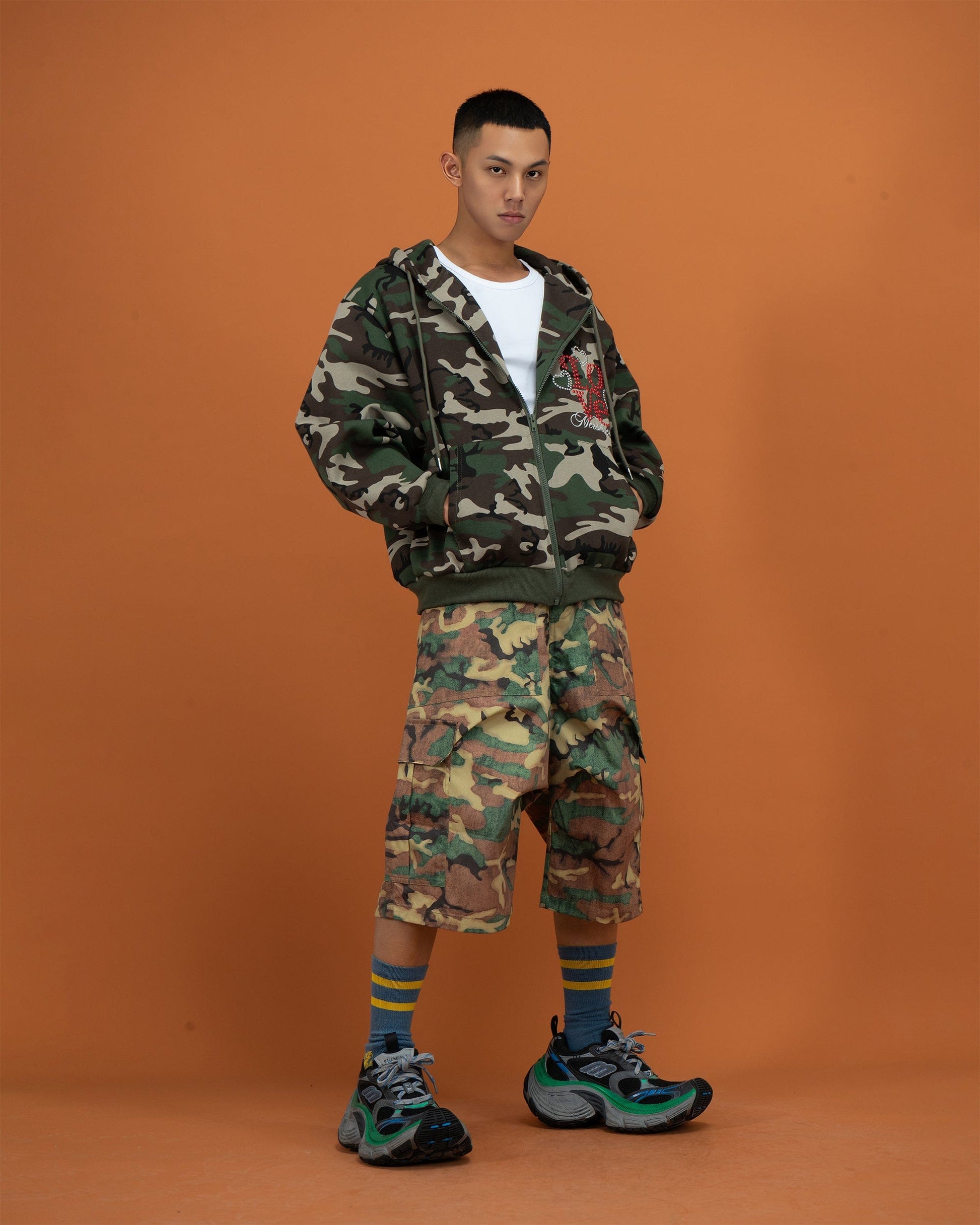 CLP Camo Studded Zip-Up Hoodie-Jacket-M-Free Shipping Leatheretro