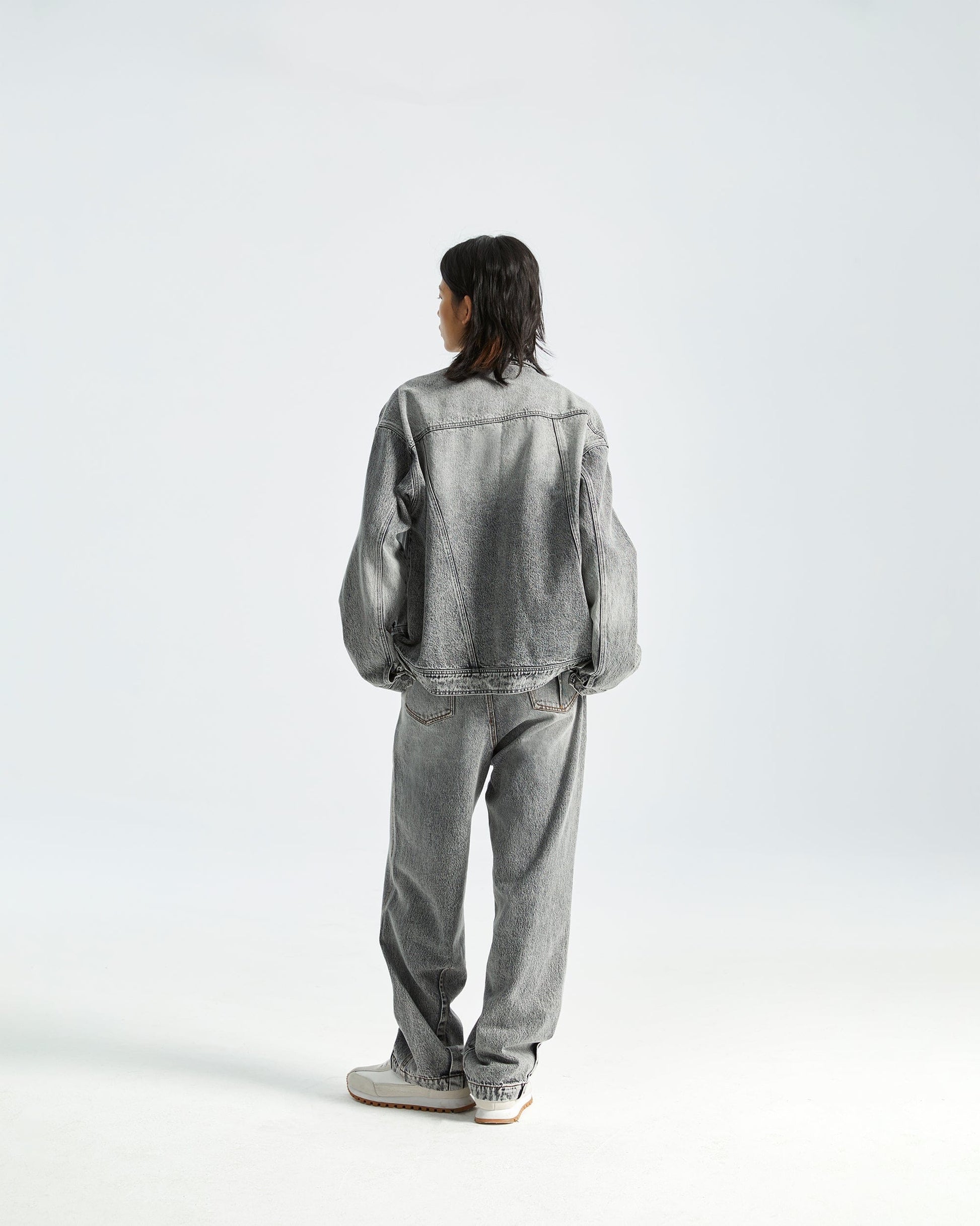 ORGANIC EMOTION Asymmetrical Washed Denim Jacket-Jacket-S-Black-Free Shipping Leatheretro