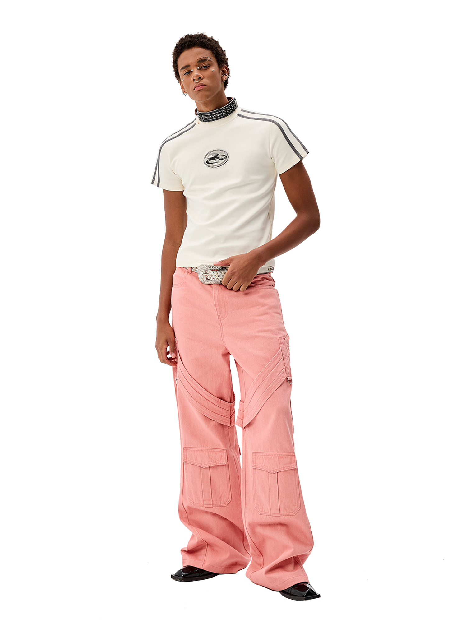 CYCYCY Tie Detail Multi-Pocket Cargo Jeans-Jeans-XXS / 27"-Free Shipping Leatheretro