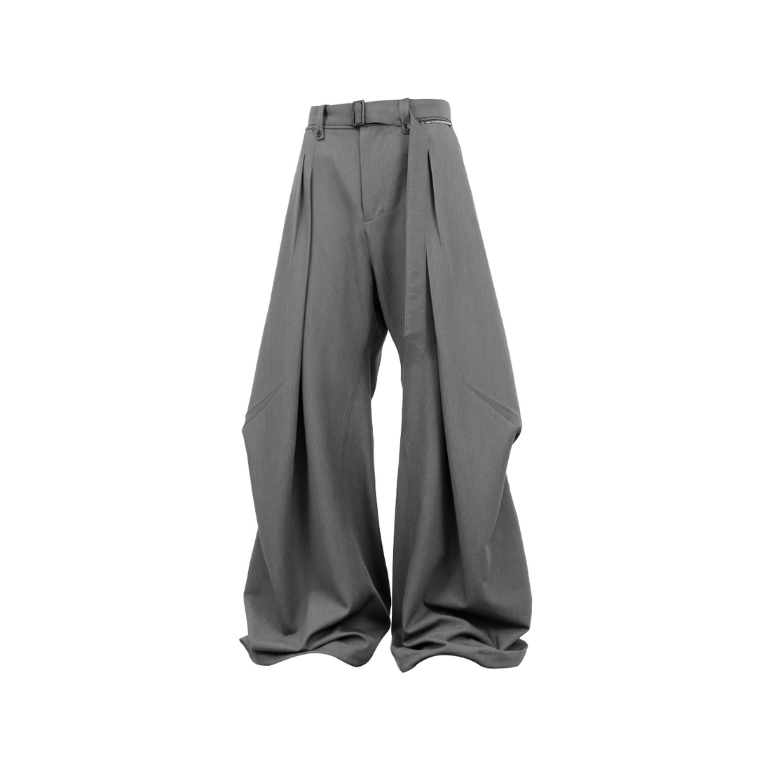 RELABEL Wool-Blend Pleated Draped Wide-Leg Pants Gray-Pants-XS (Preorder)-Free Shipping Leatheretro