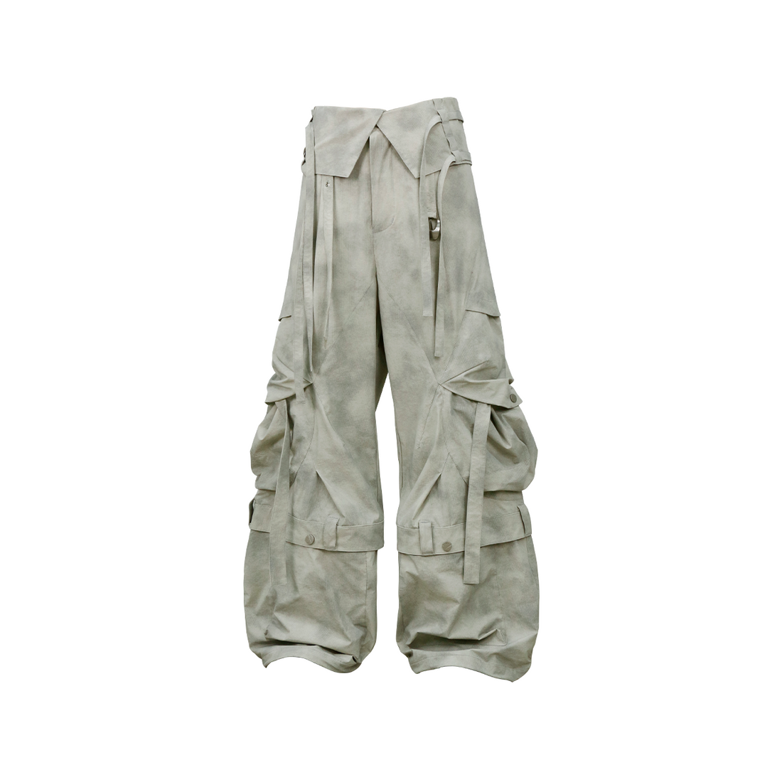 RELABEL Detachable Ruched Inverted Waist Cargo Pants-Pants-XS (Preorder)-Black-Free Shipping Leatheretro