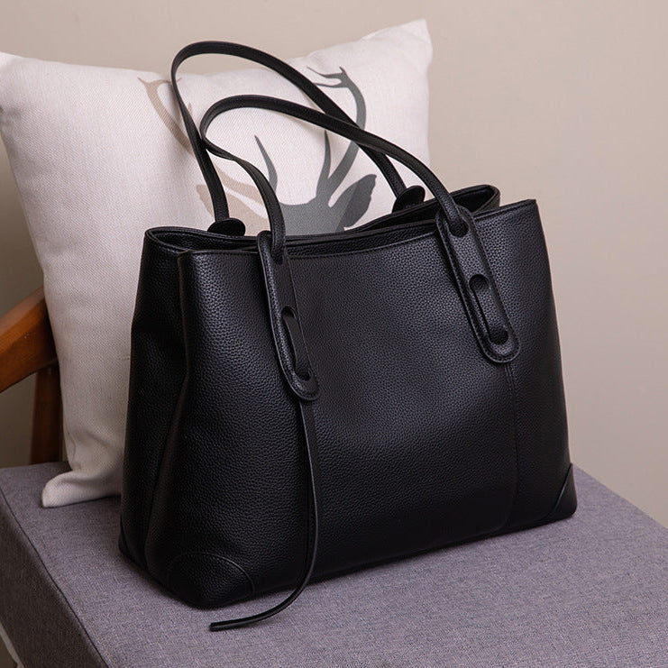 Luxury Soft Cowhide Leather Tote Bag - Women's Shoulder Handbag-Handbags-Grey Brown-Free Shipping Leatheretro