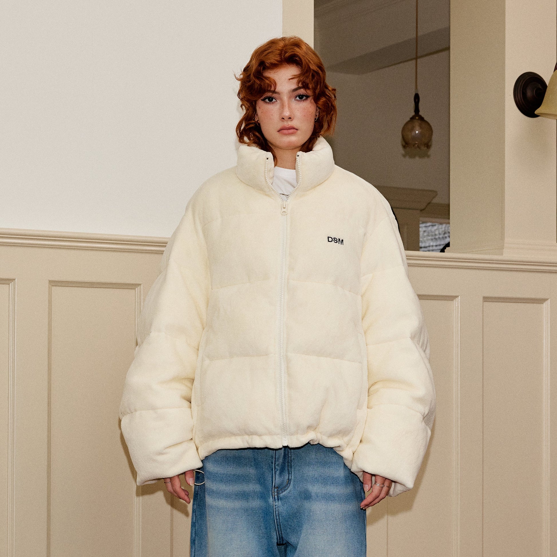 DONSMOKE Quilted Embroidered Slogan Jacket-Jacket-S-Beige-Free Shipping Leatheretro