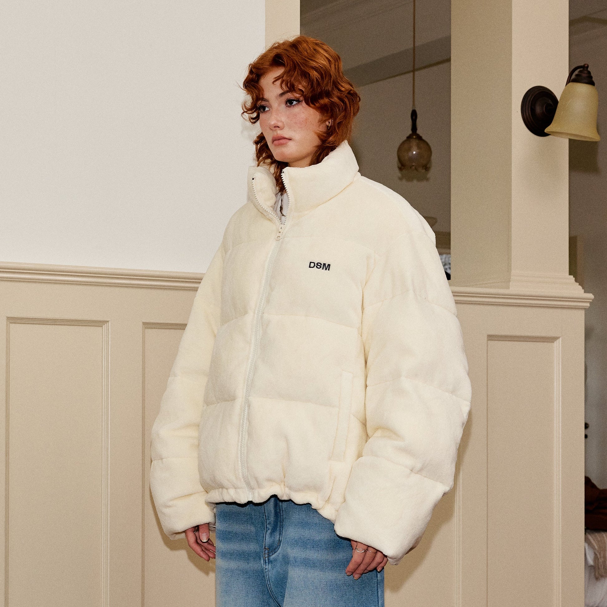 DONSMOKE Quilted Embroidered Slogan Jacket-Jacket-S-Beige-Free Shipping Leatheretro