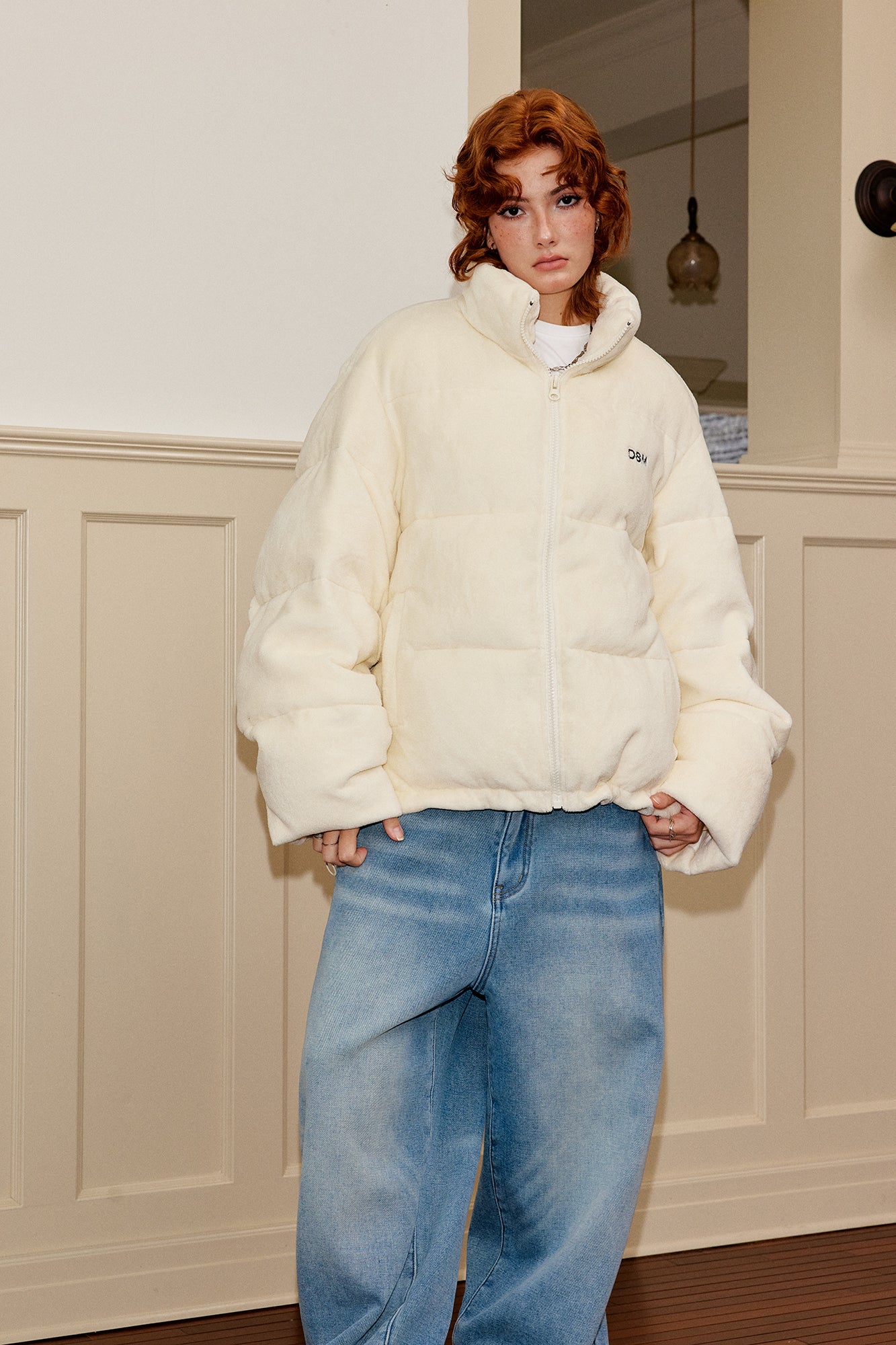 DONSMOKE Quilted Embroidered Slogan Jacket-Jacket-S-Beige-Free Shipping Leatheretro