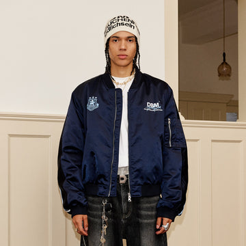 DONSMOKE Retro NO.88 Graphic Bomber Jacket-Jacket-S-Dark Blue-Free Shipping Leatheretro