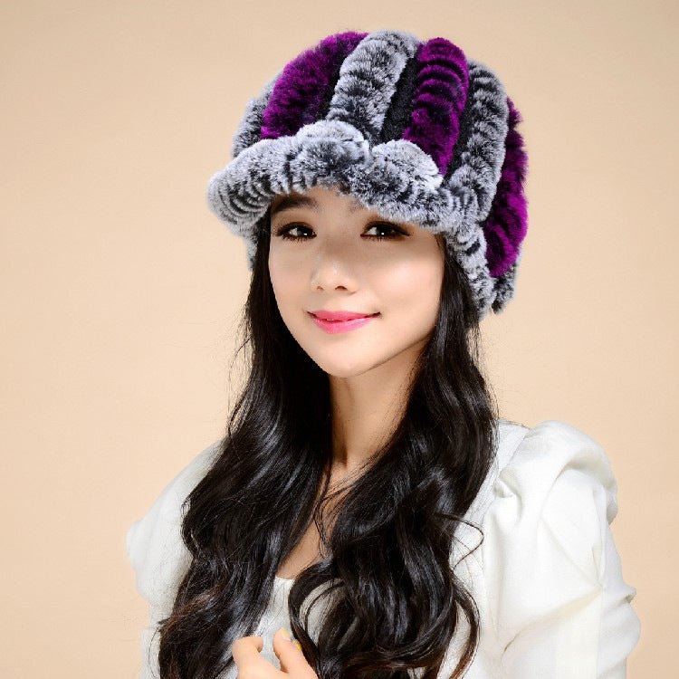 Winter Warm Rex Rabbit Fur Hats for Women-Hats-C-Free Shipping Leatheretro