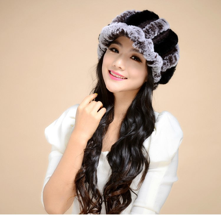 Winter Warm Rex Rabbit Fur Hats for Women-Hats-E-Free Shipping Leatheretro