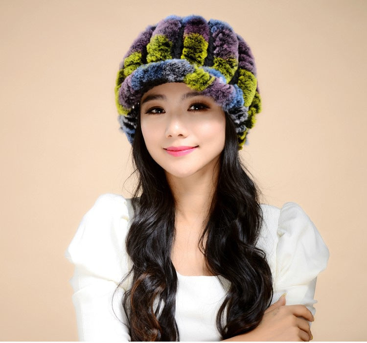 Winter Warm Rex Rabbit Fur Hats for Women-Hats-A-Free Shipping Leatheretro