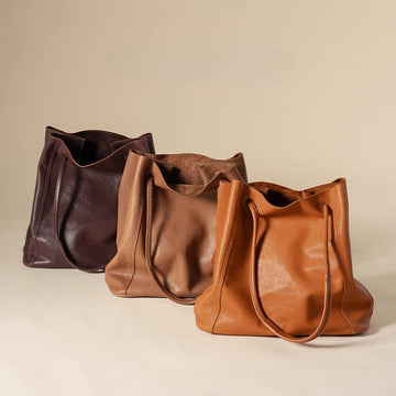 Soft Leather Bucket Tote Bag for Women-Coffee-Free Shipping Leatheretro