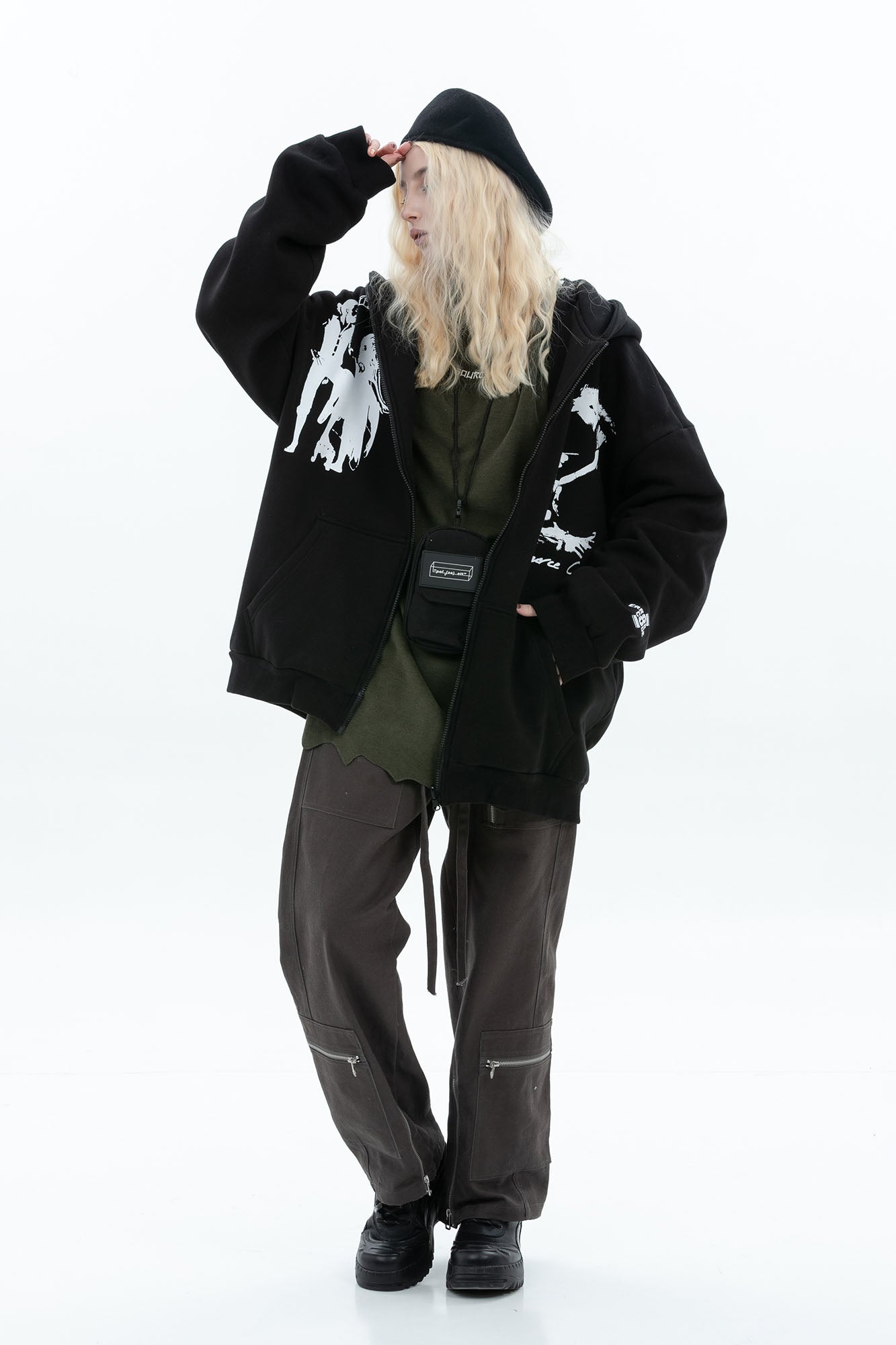 ERROR CODE ROBOT Fleetwood Mac Graphic Oversized Hooded Jacket-Jacket-S-Black-Free Shipping Leatheretro