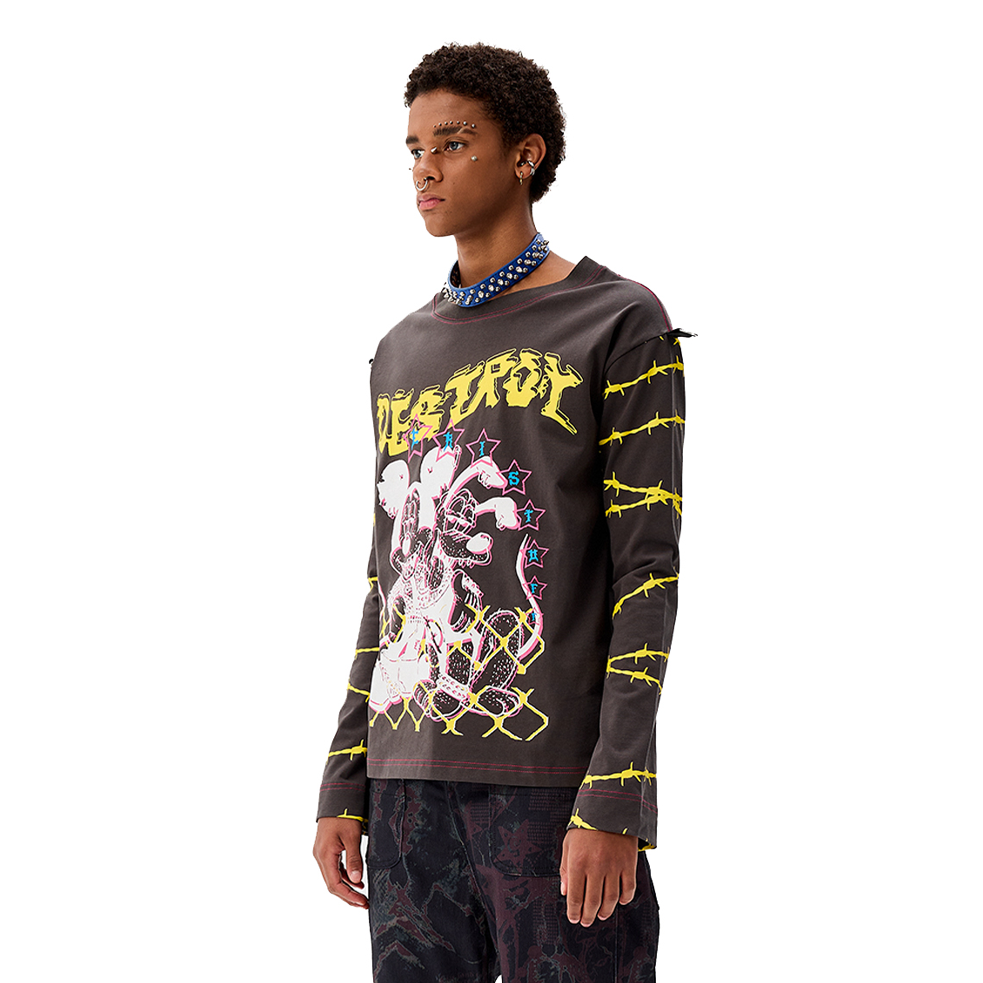 CYCYCY Punk Cartoon Mouse Graphic Long-Sleeve Tee-L/S Tee-S-Free Shipping Leatheretro
