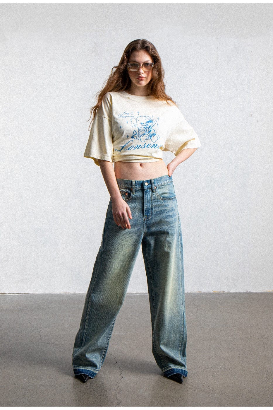 LEONSENSE Raw Edge Washed Flared Jeans-Jeans-S-Free Shipping Leatheretro