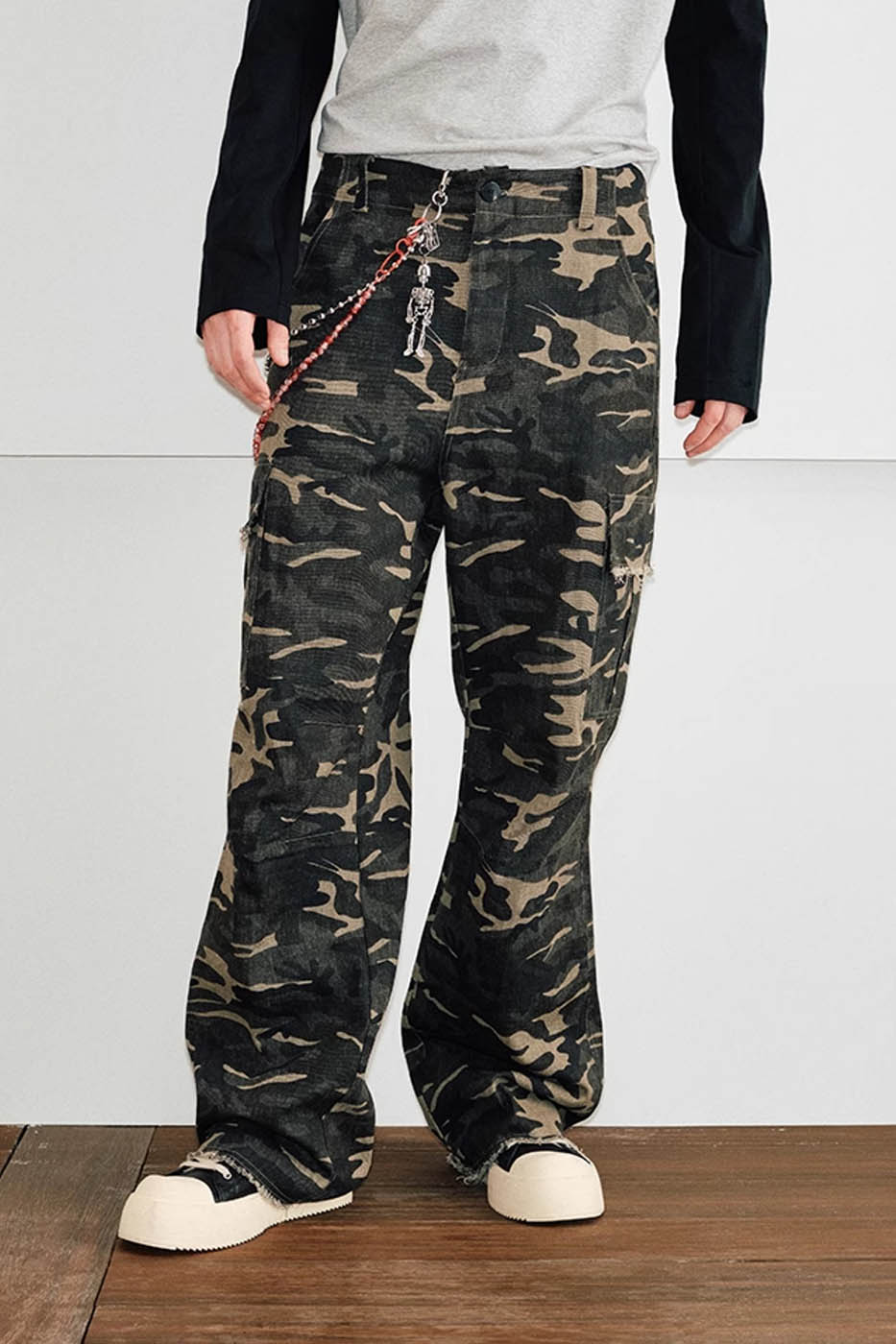 KREATE Camo Frayed Cargo-Pants-S-Free Shipping Leatheretro