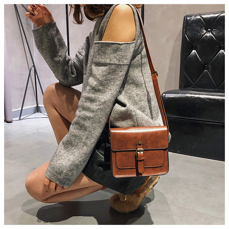 Vintage Women Flap Fashion Casual Leather Shoulder Bags Lady Crossbody Messenger Bag-Handbags-Light Brown-Free Shipping Leatheretro