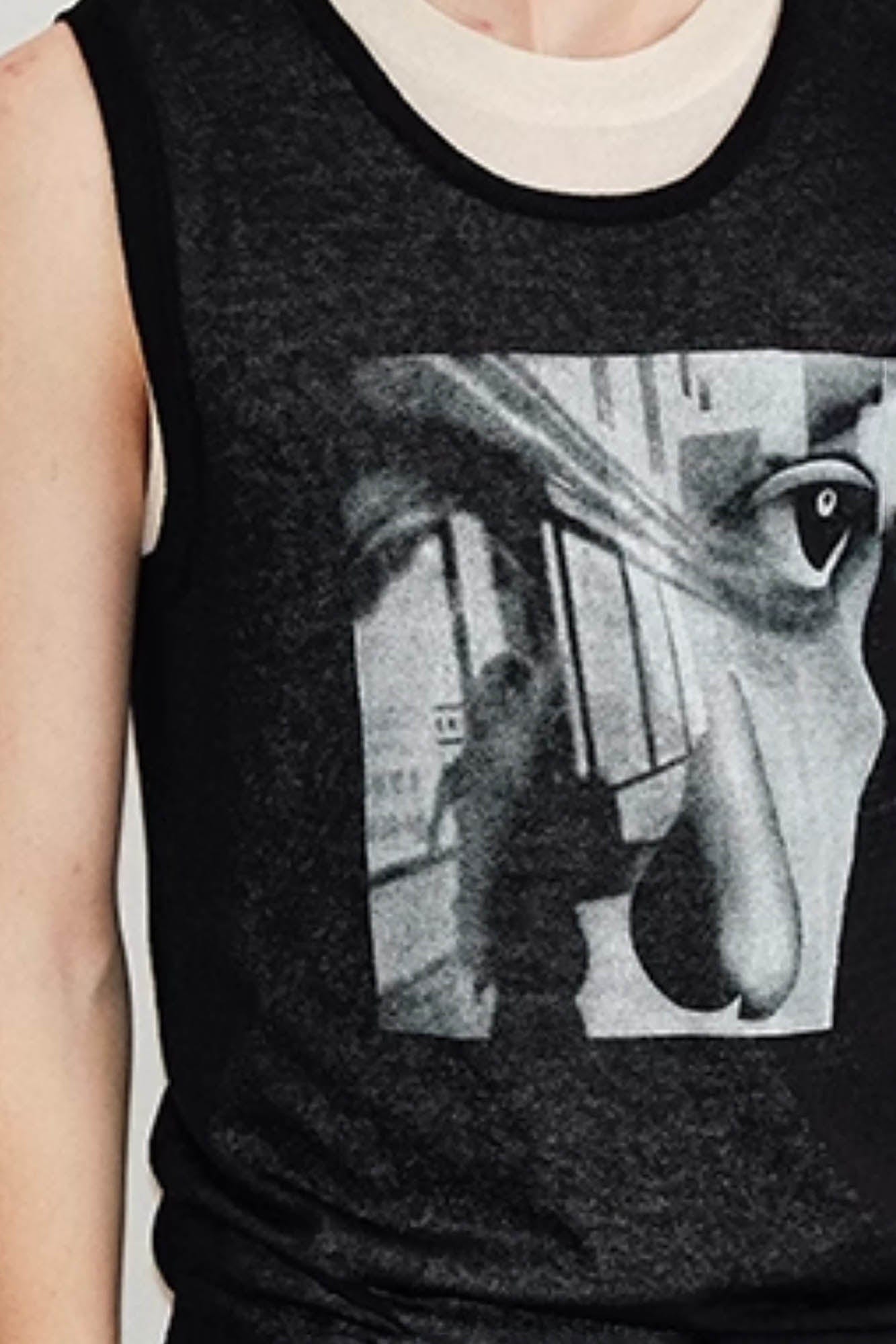 KREATE Abstract Face Knitted Tank Top-Tank Top-S-Black-Free Shipping Leatheretro