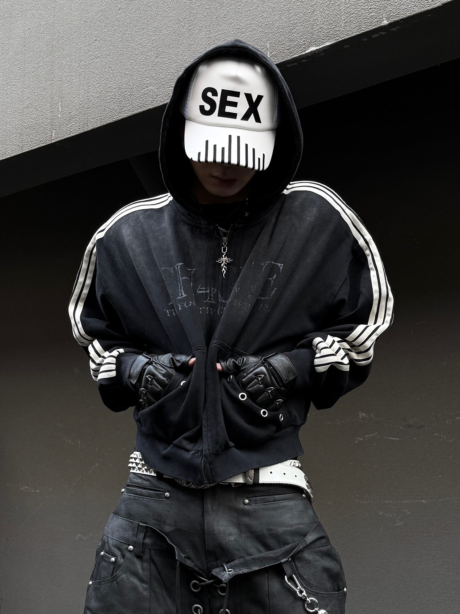TH4SWE Washed Striped Hooded Jacket-Jacket-S-Free Shipping Leatheretro