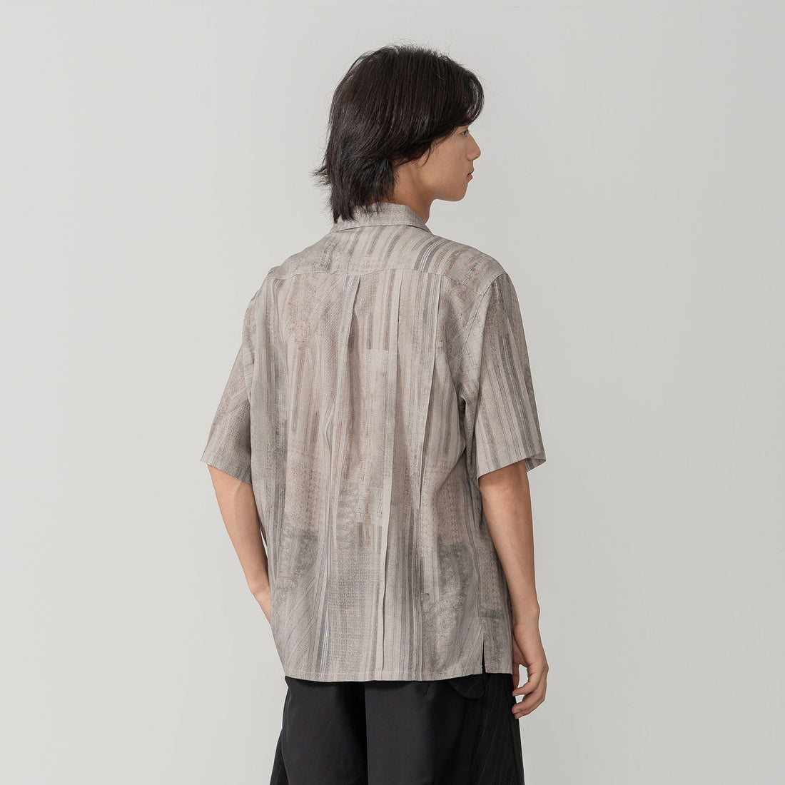 MOITIEDEPETALE Striped Pocket Linen-Blend Half Shirt-Half shirt-XS-Free Shipping Leatheretro