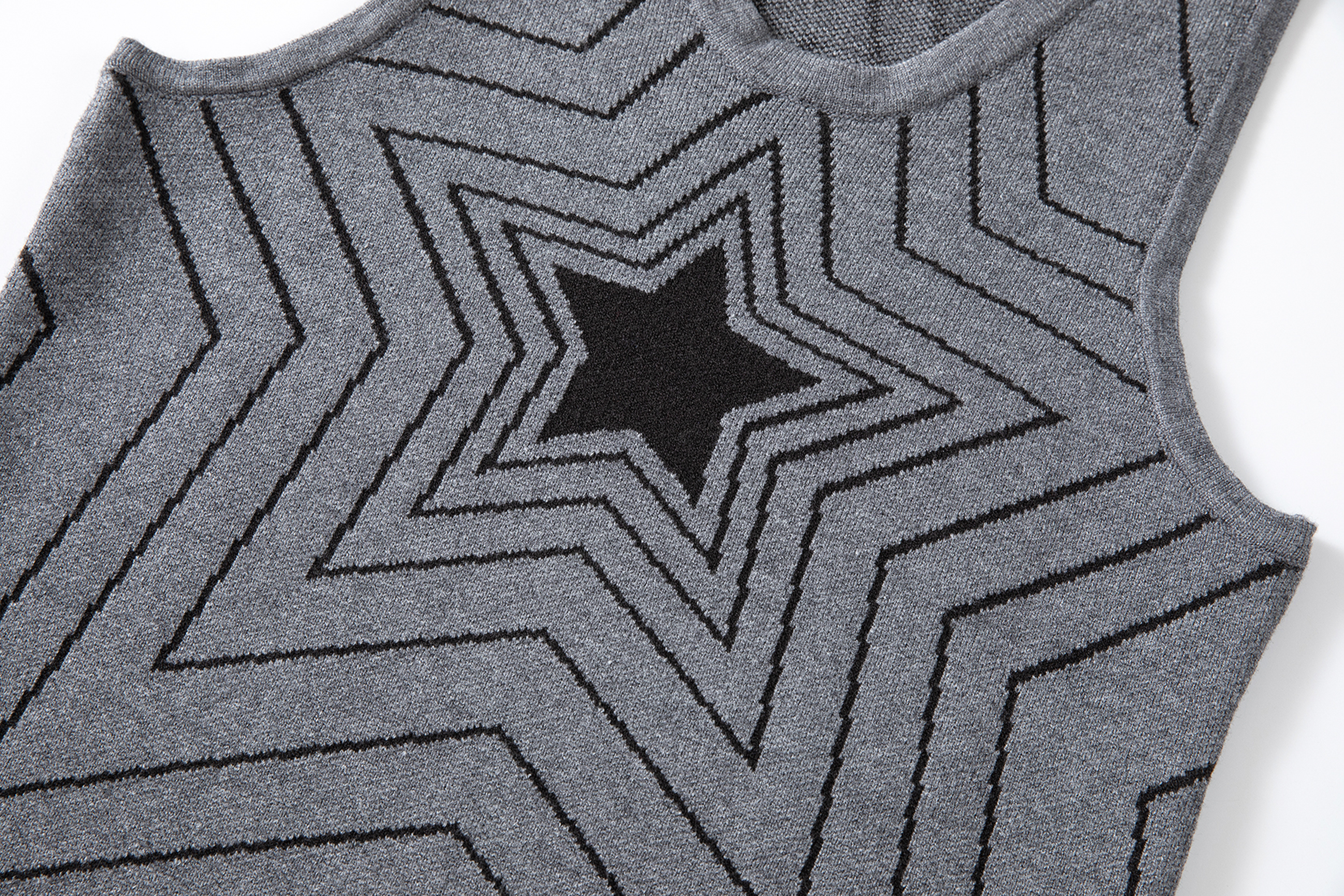 CYCYCY Retro Star Intarsia Knit Vest-Vest-S-Gray-Free Shipping Leatheretro