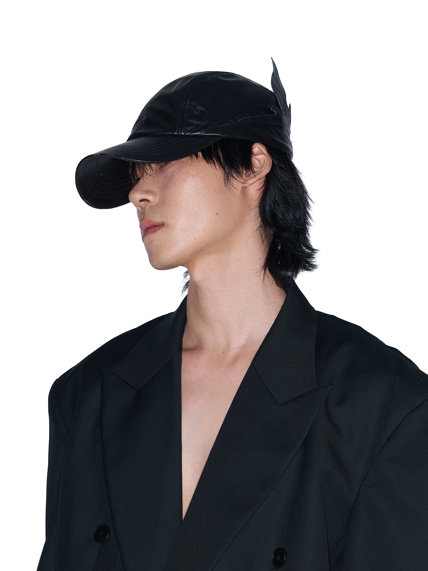 SANB Faux Leather Horned Baseball Cap-Hat, Cap, Beanie-One Size-Free Shipping Leatheretro