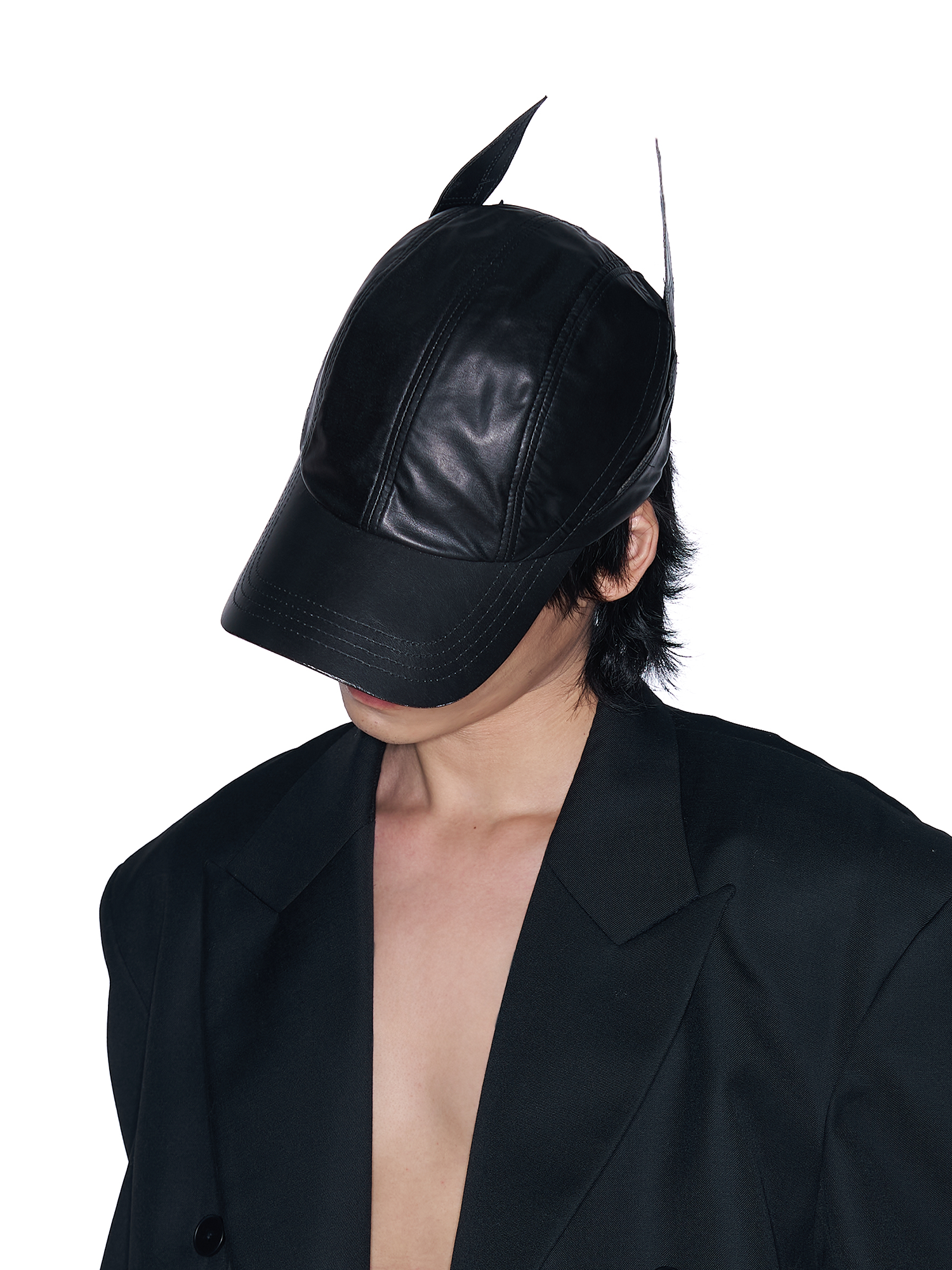 SANB Faux Leather Horned Baseball Cap-Hat, Cap, Beanie-One Size-Free Shipping Leatheretro