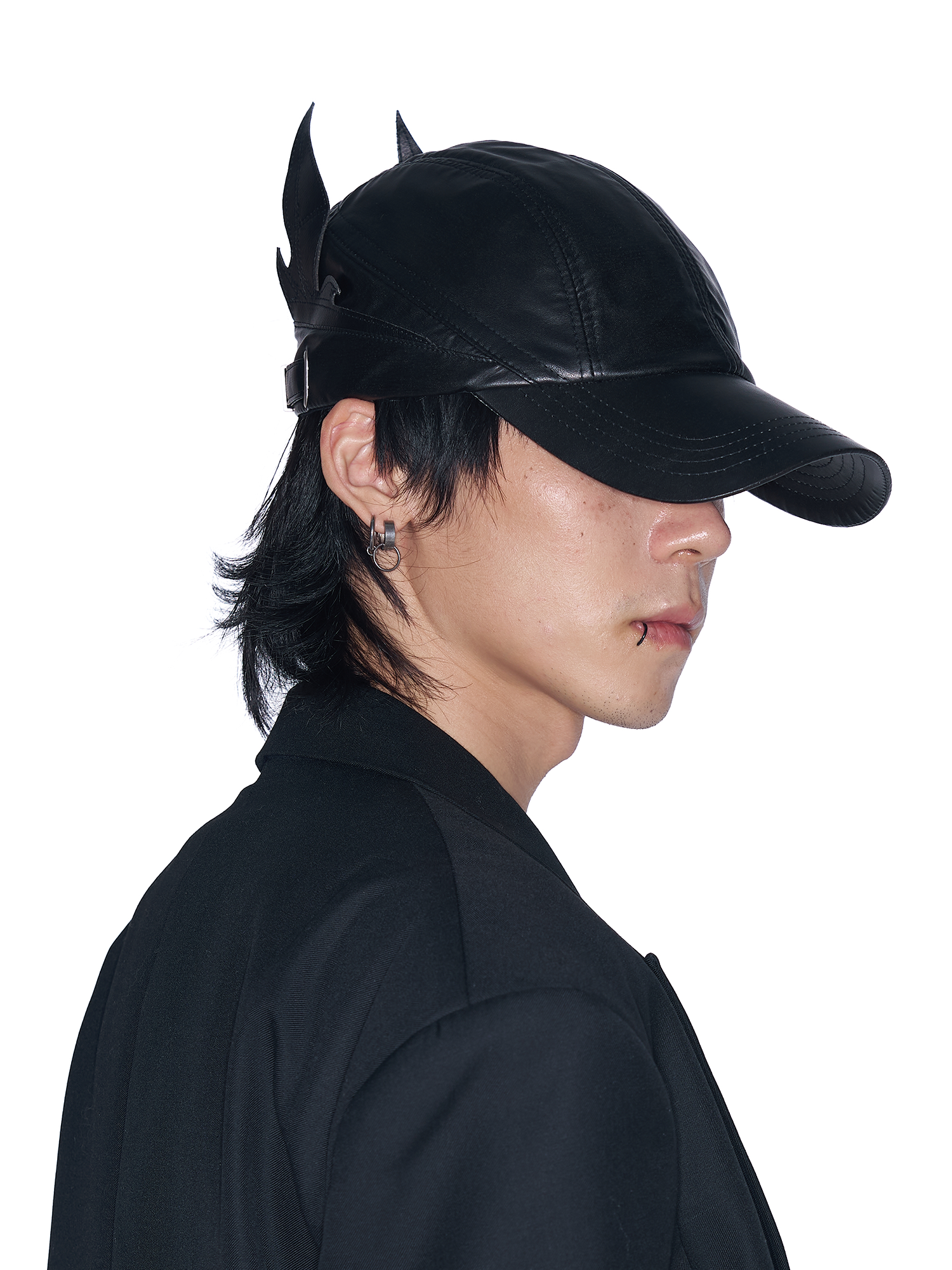 SANB Faux Leather Horned Baseball Cap-Hat, Cap, Beanie-One Size-Free Shipping Leatheretro