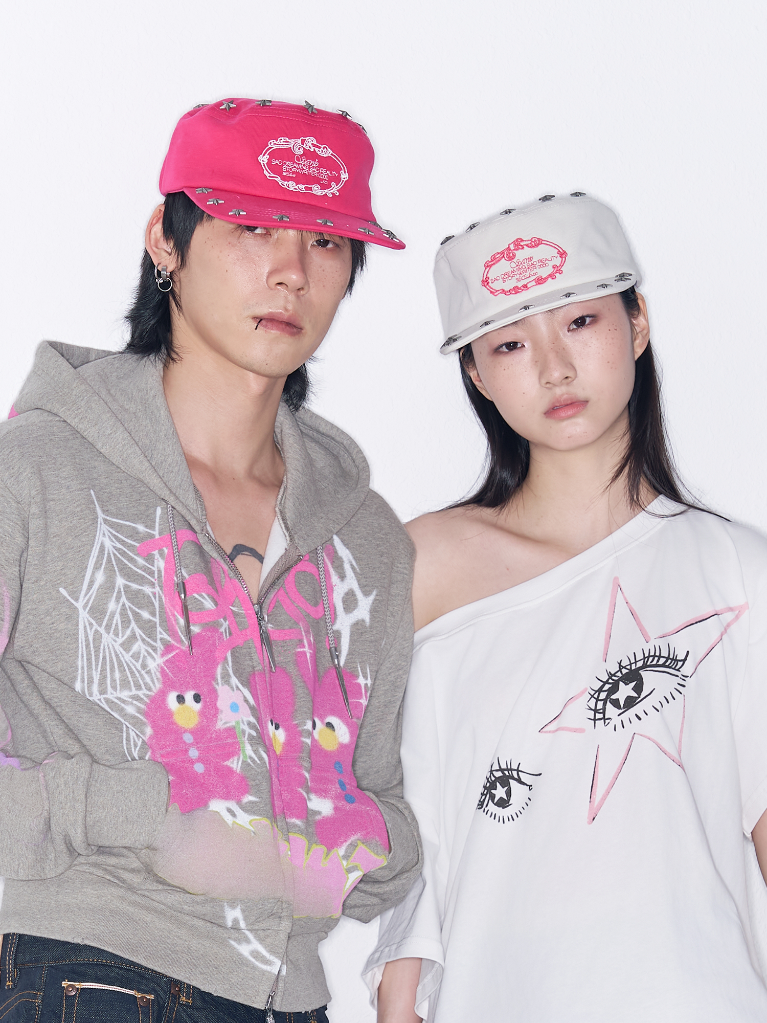 SANB Star-Studded Embroidered Pillbox Cap-Hat, Cap, Beanie-One Size-Pink-Free Shipping Leatheretro