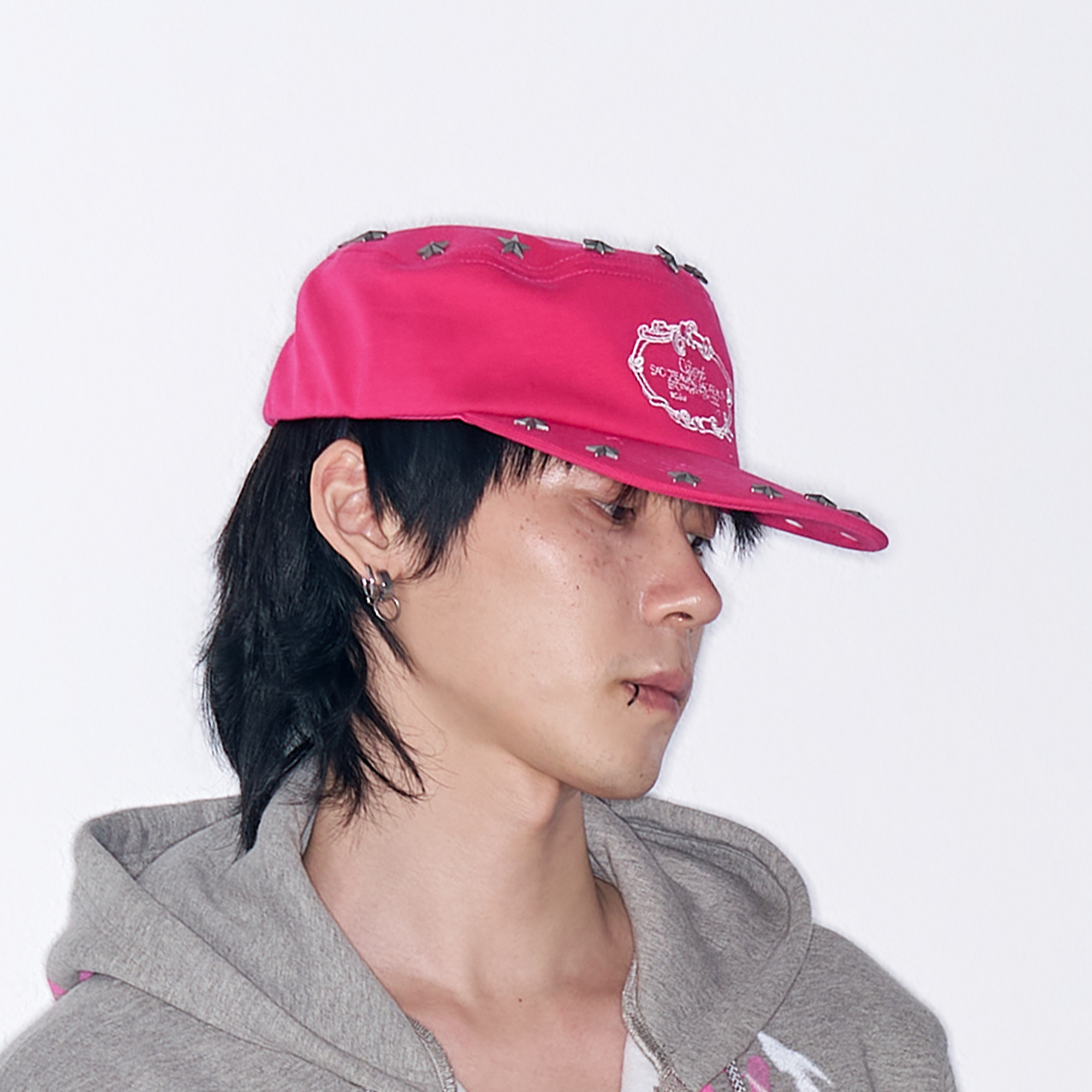 SANB Star-Studded Embroidered Pillbox Cap-Hat, Cap, Beanie-One Size-Pink-Free Shipping Leatheretro