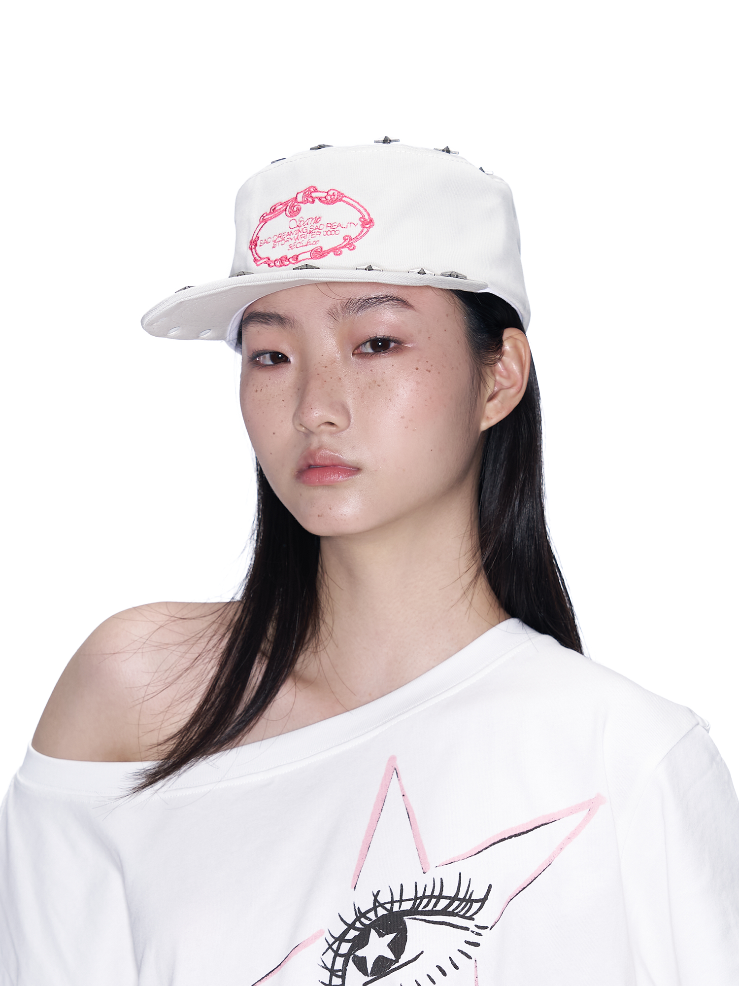 SANB Star-Studded Embroidered Pillbox Cap-Hat, Cap, Beanie-One Size-Pink-Free Shipping Leatheretro