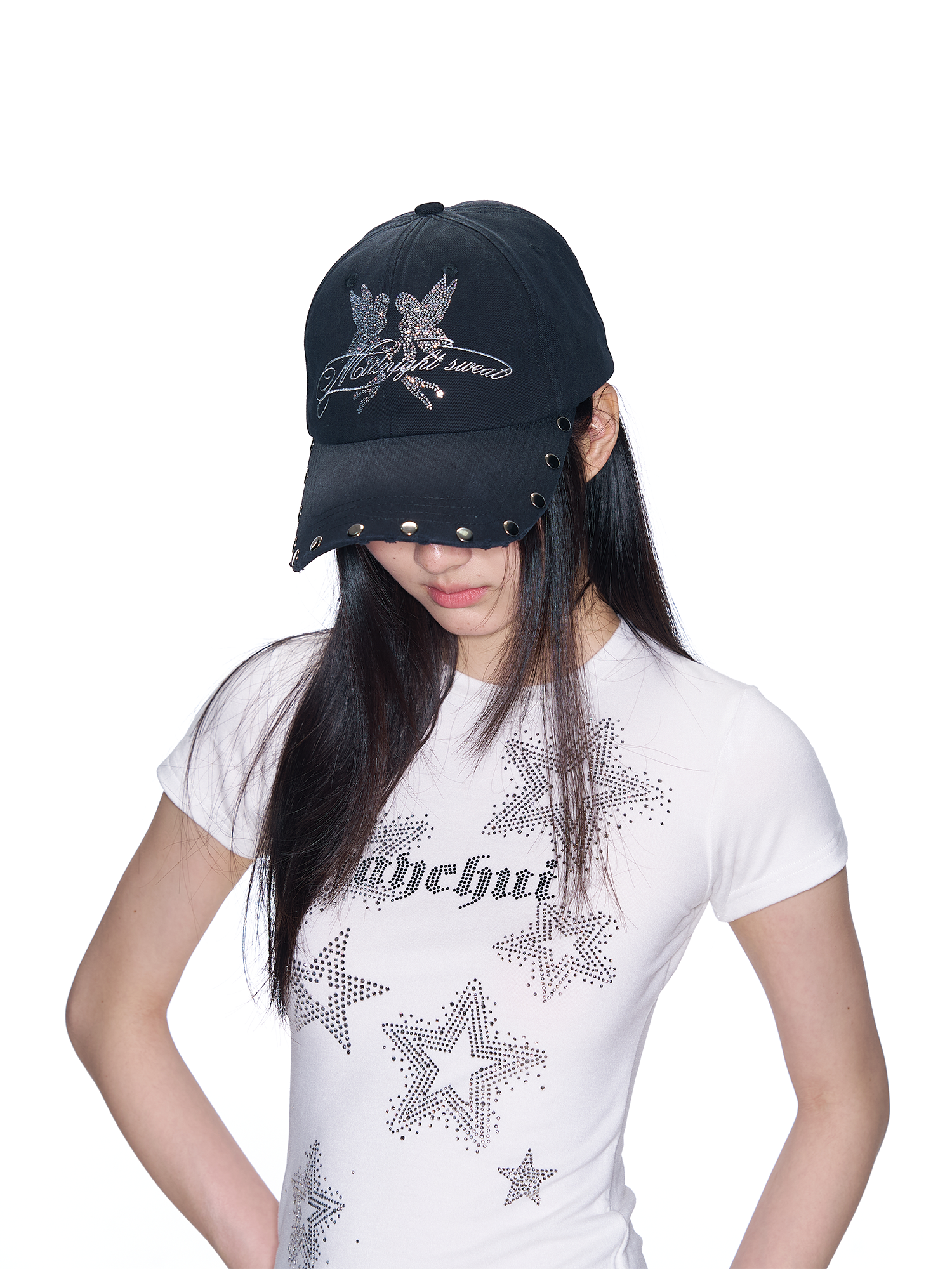 SANB Washed Angel Diamond Baseball Cap-Hat, Cap, Beanie-One Size-Free Shipping Leatheretro