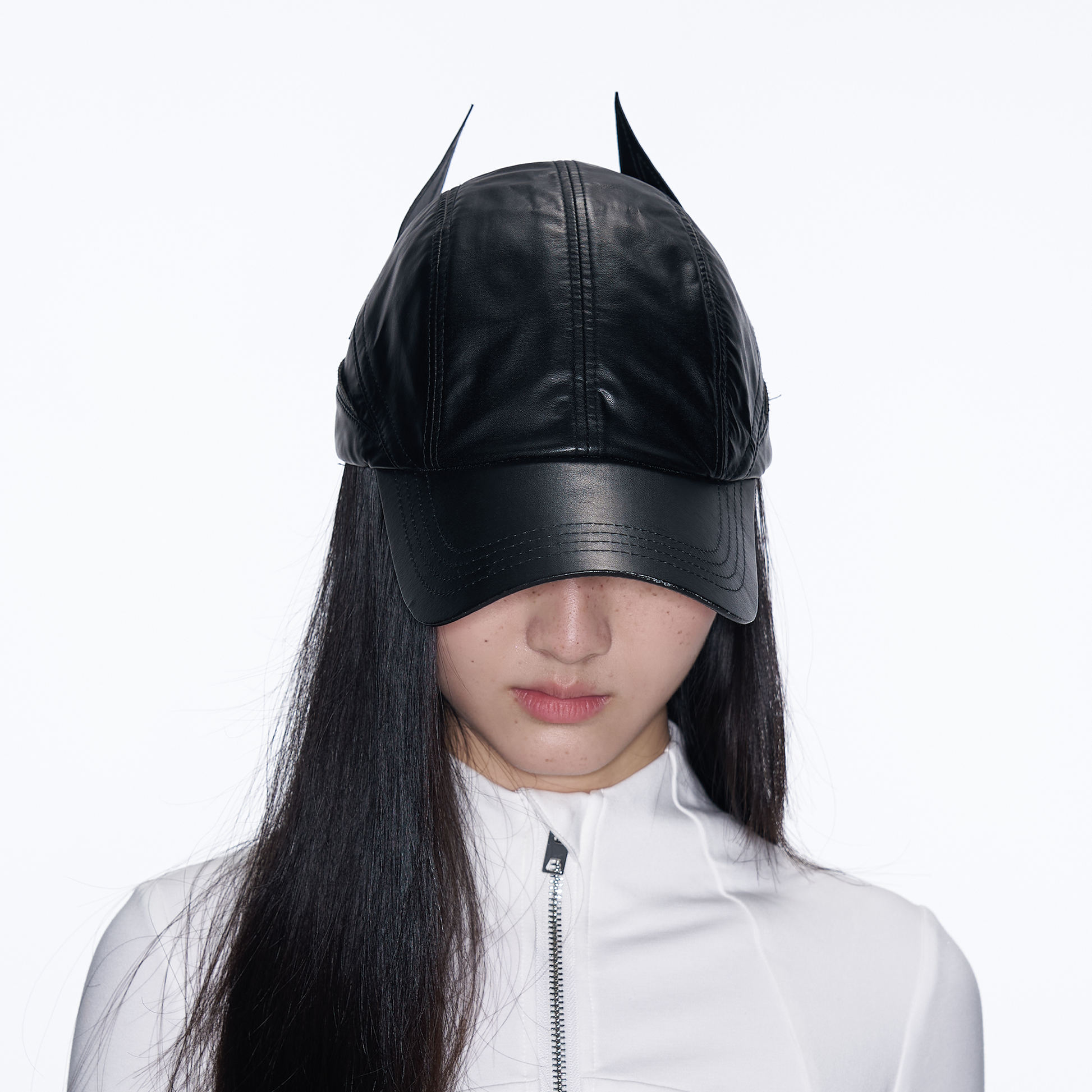 SANB Faux Leather Horned Baseball Cap-Hat, Cap, Beanie-One Size-Free Shipping Leatheretro