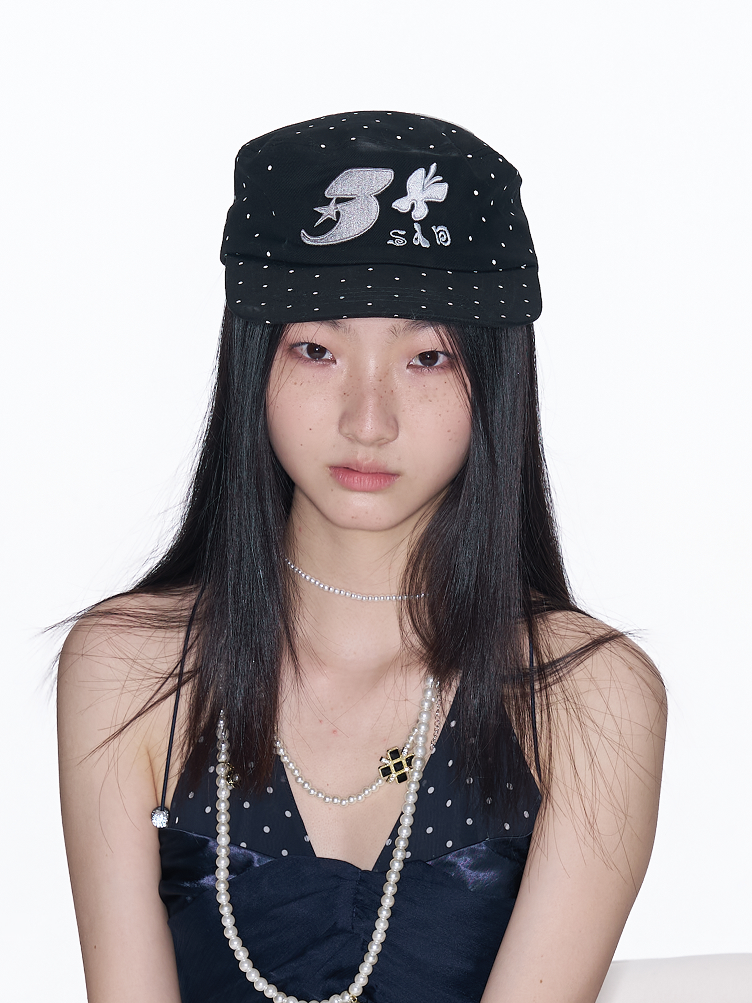 SANB Polka Dot Embroidered Pillbox Hat-Hat, Cap, Beanie-One Size-Free Shipping Leatheretro
