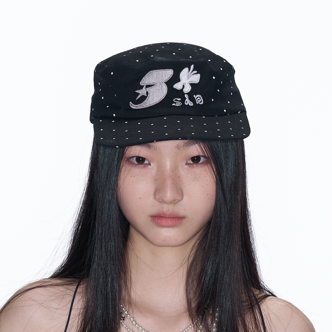 SANB Polka Dot Embroidered Pillbox Hat-Hat, Cap, Beanie-One Size-Free Shipping Leatheretro