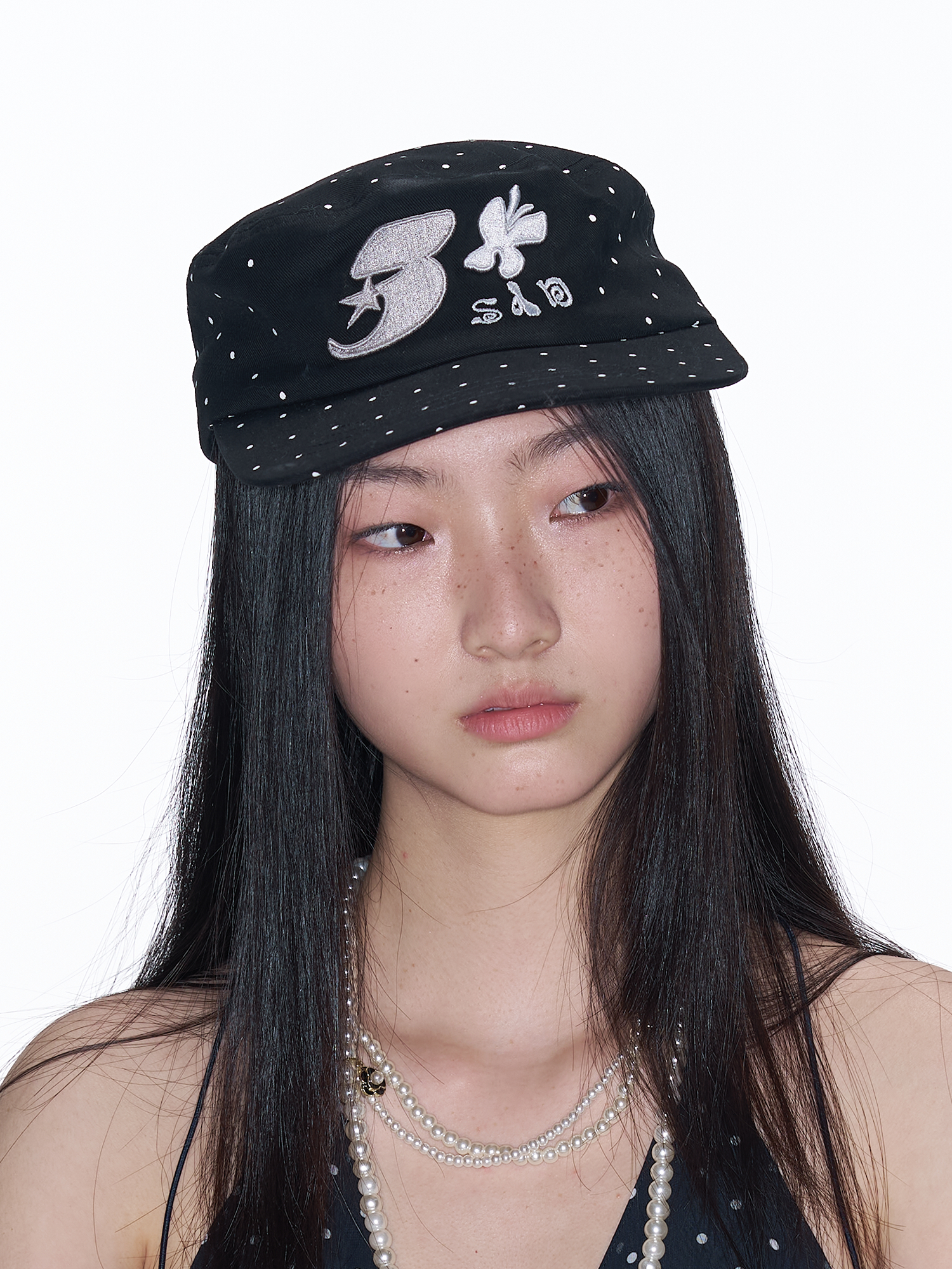 SANB Polka Dot Embroidered Pillbox Hat-Hat, Cap, Beanie-One Size-Free Shipping Leatheretro