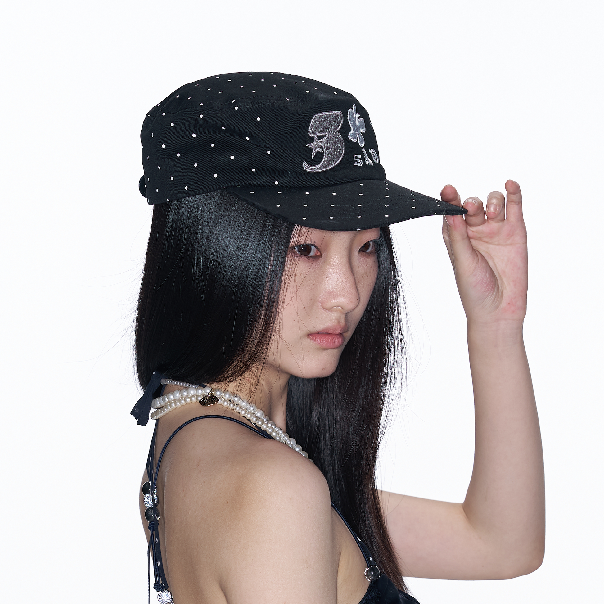 SANB Polka Dot Embroidered Pillbox Hat-Hat, Cap, Beanie-One Size-Free Shipping Leatheretro