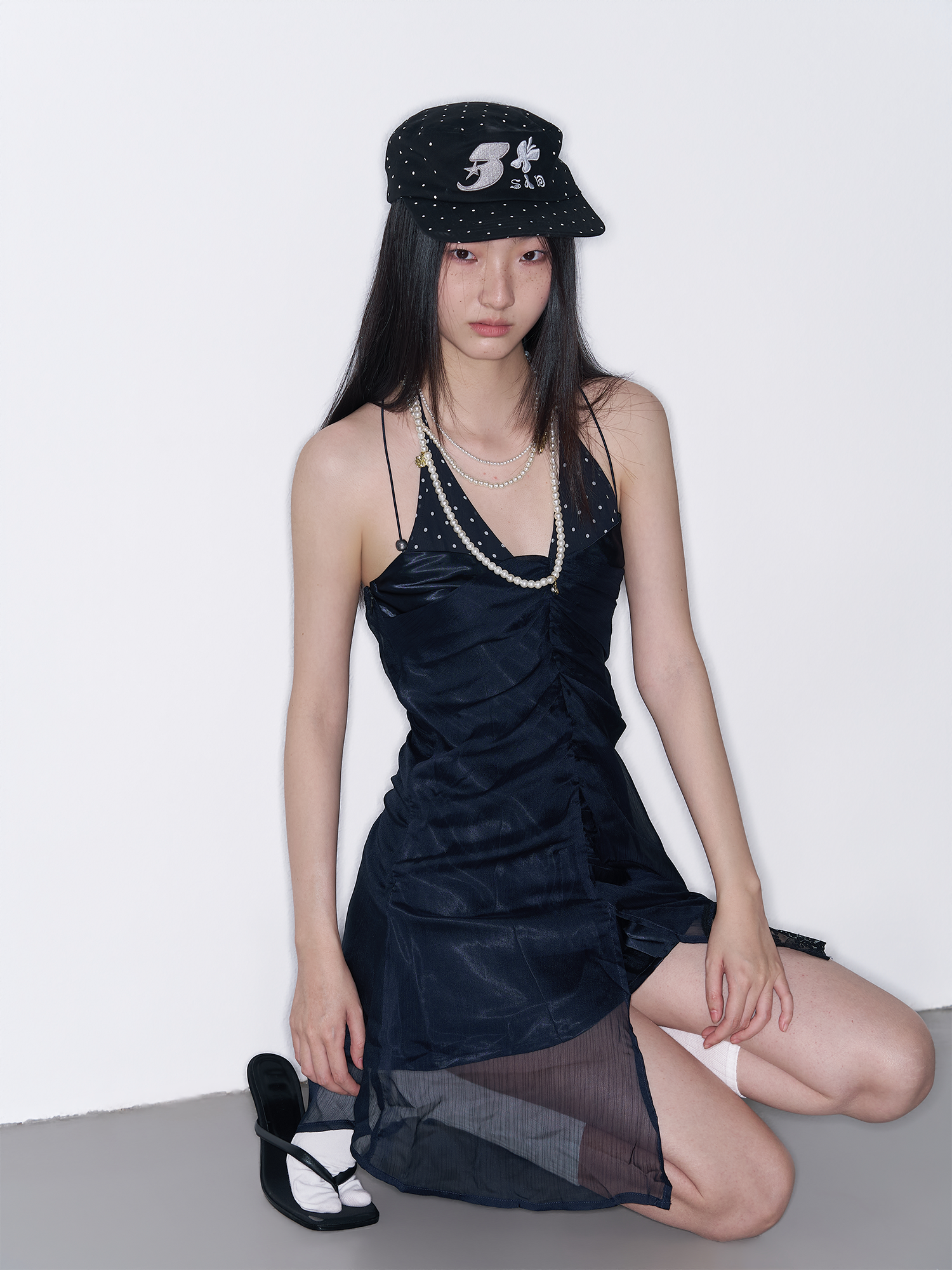SANB Polka Dot Embroidered Pillbox Hat-Hat, Cap, Beanie-One Size-Free Shipping Leatheretro