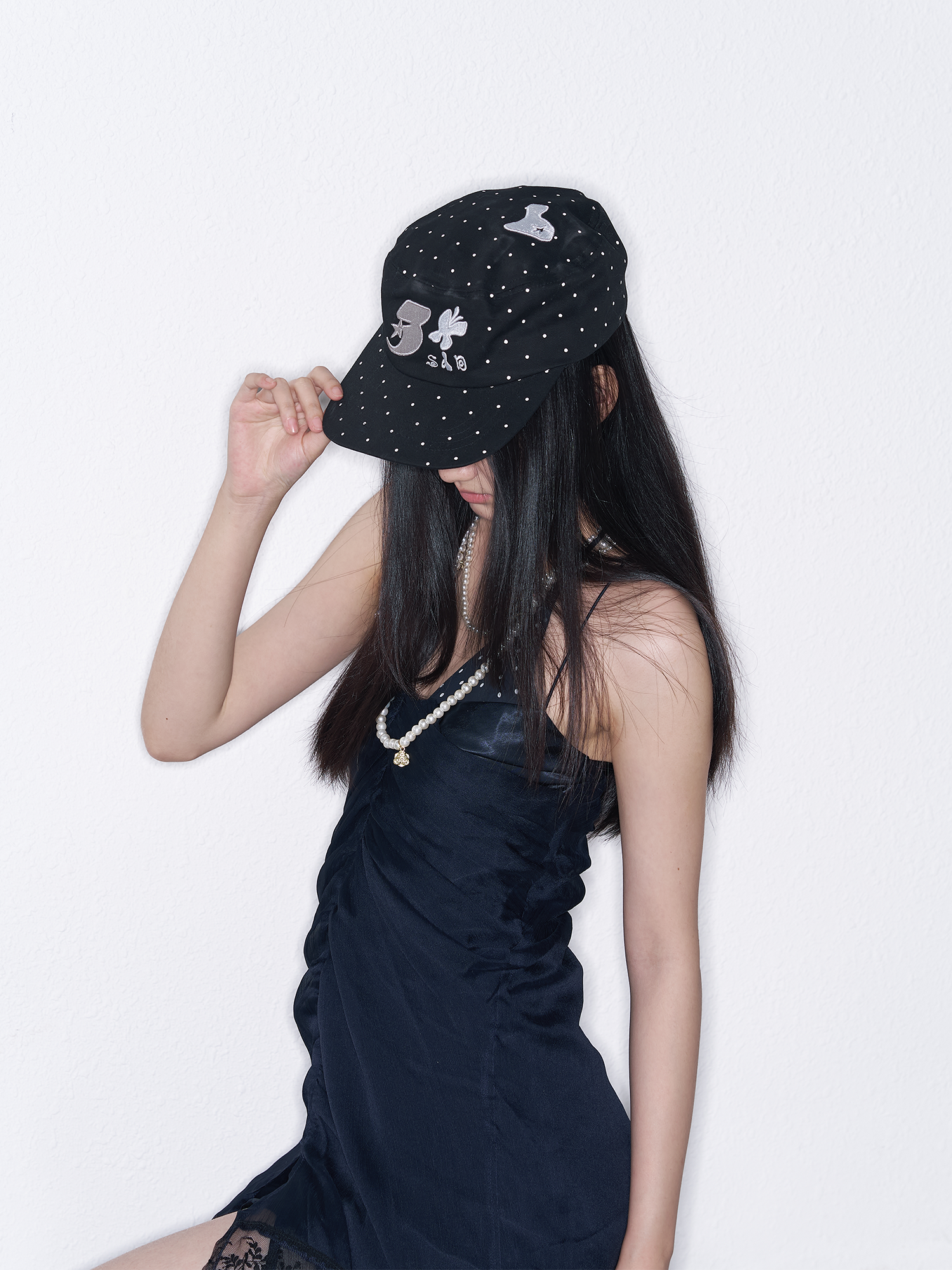 SANB Polka Dot Embroidered Pillbox Hat-Hat, Cap, Beanie-One Size-Free Shipping Leatheretro
