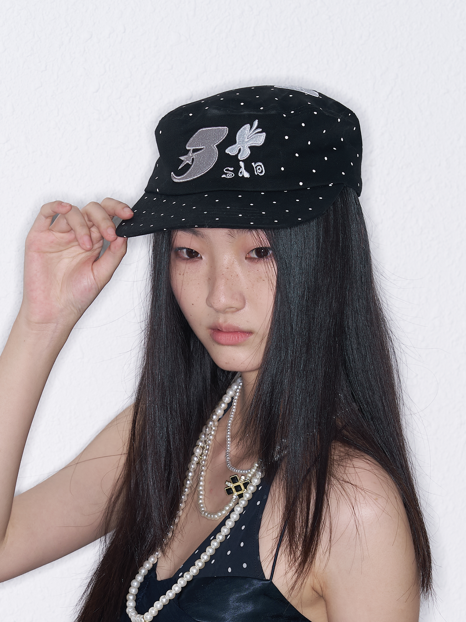 SANB Polka Dot Embroidered Pillbox Hat-Hat, Cap, Beanie-One Size-Free Shipping Leatheretro