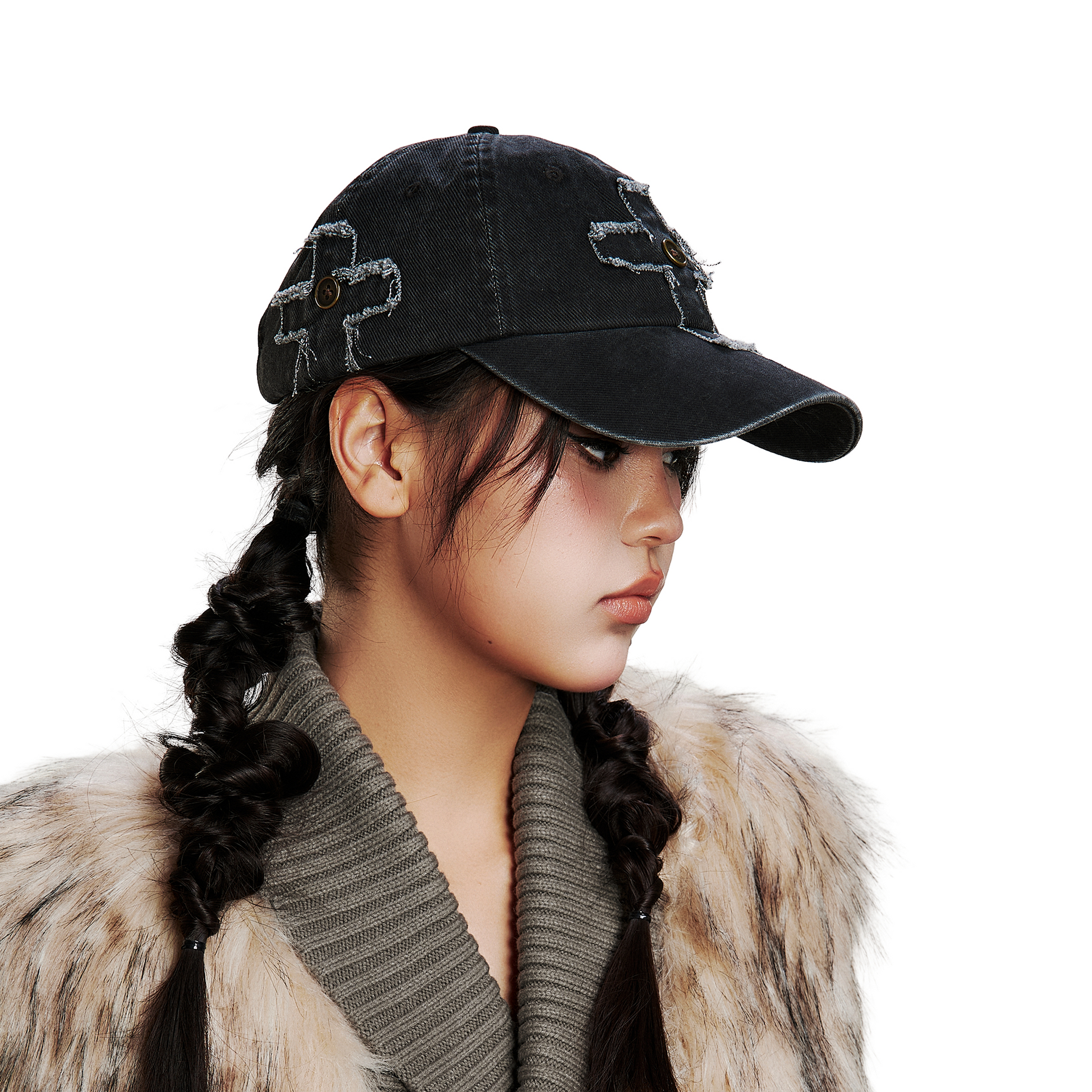 SANB Distressed Cross-Patch Embroidered Denim Cap-Hat, Cap, Beanie-One Size-Free Shipping Leatheretro